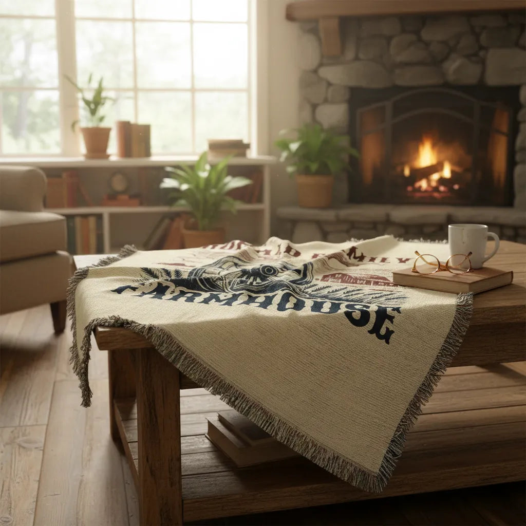 Personalized Family Farmhouse Heirloom Woven Blanket