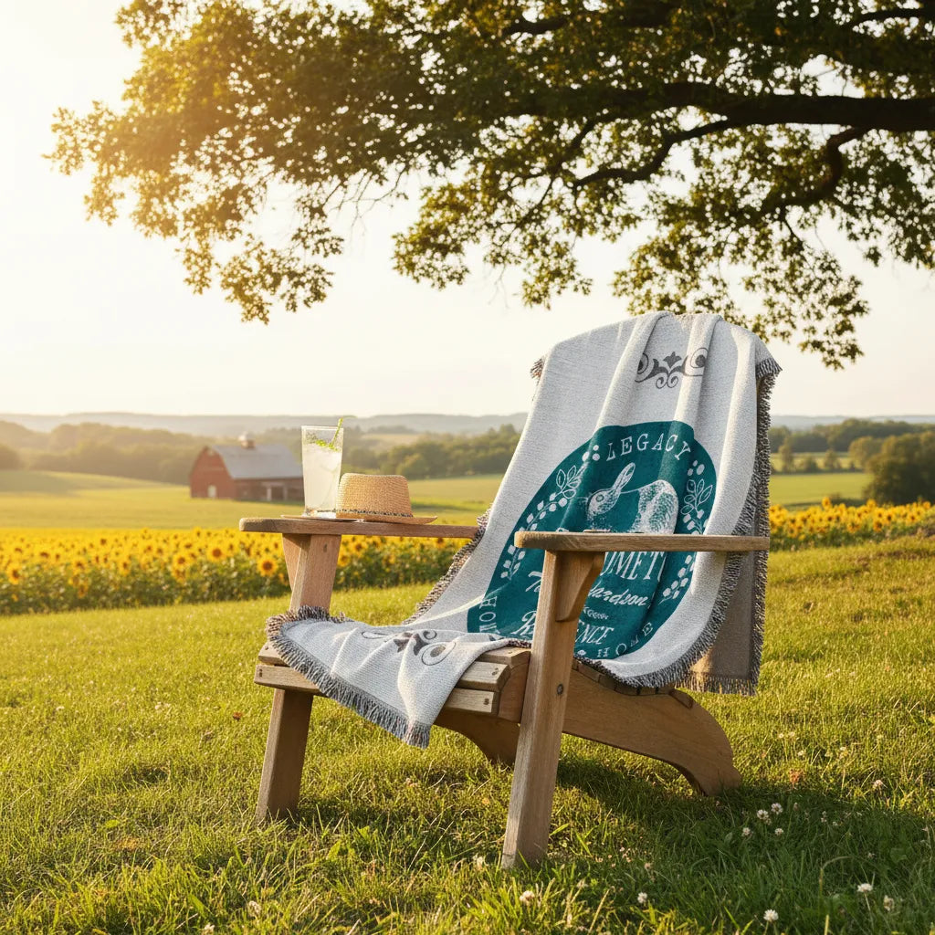 Welcome Bunny Personalized Family Residence Woven Blanket