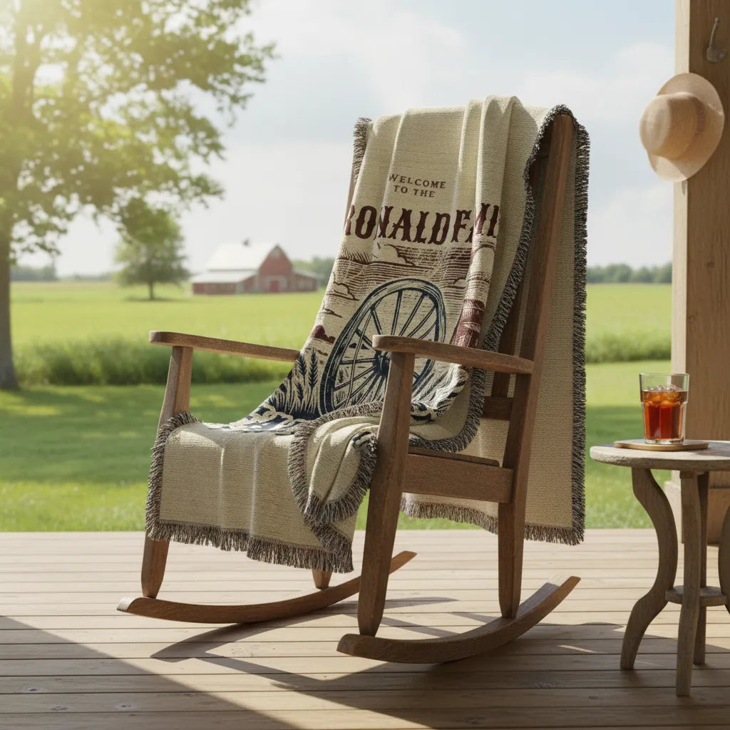 Personalized Family Farmhouse Heirloom Woven Blanket