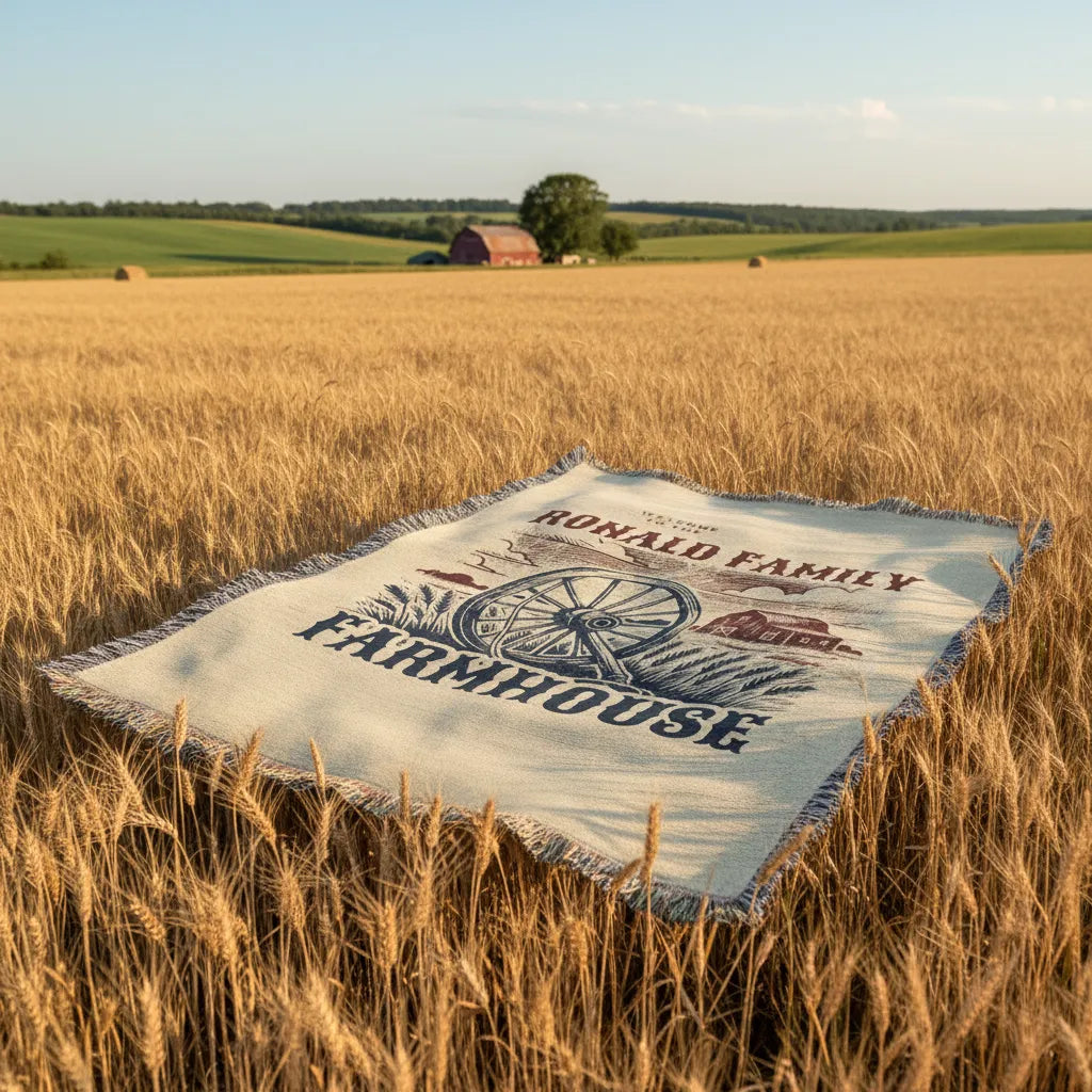 Personalized Family Farmhouse Heirloom Woven Blanket