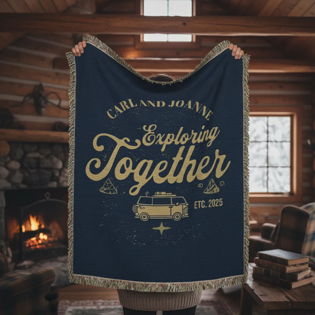Exploring Together Personalized Adventure Woven Blanket