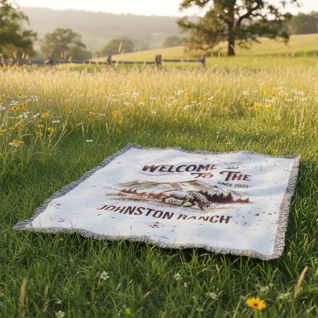 Welcome to the Ranch Personalized Woven Blanket