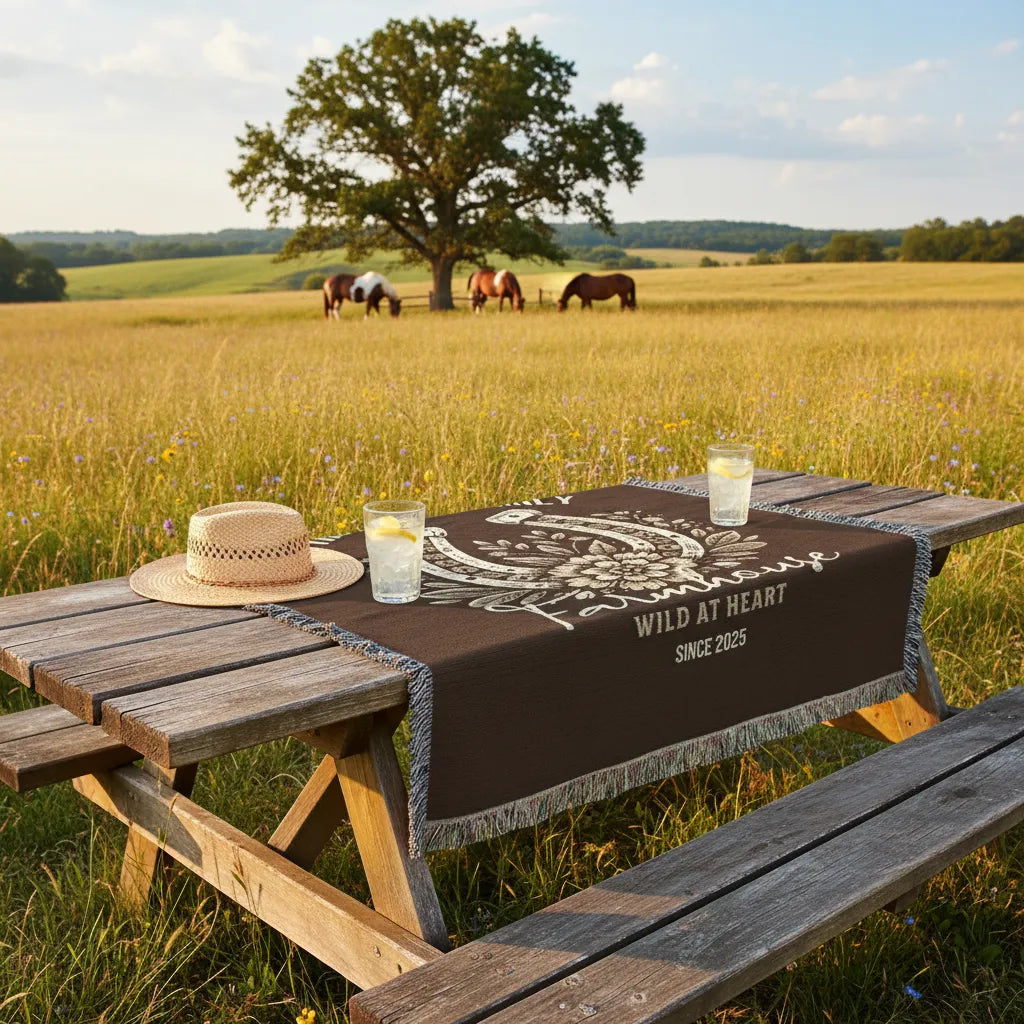 Wild At Heart Farmhouse Personalized Woven Blanket