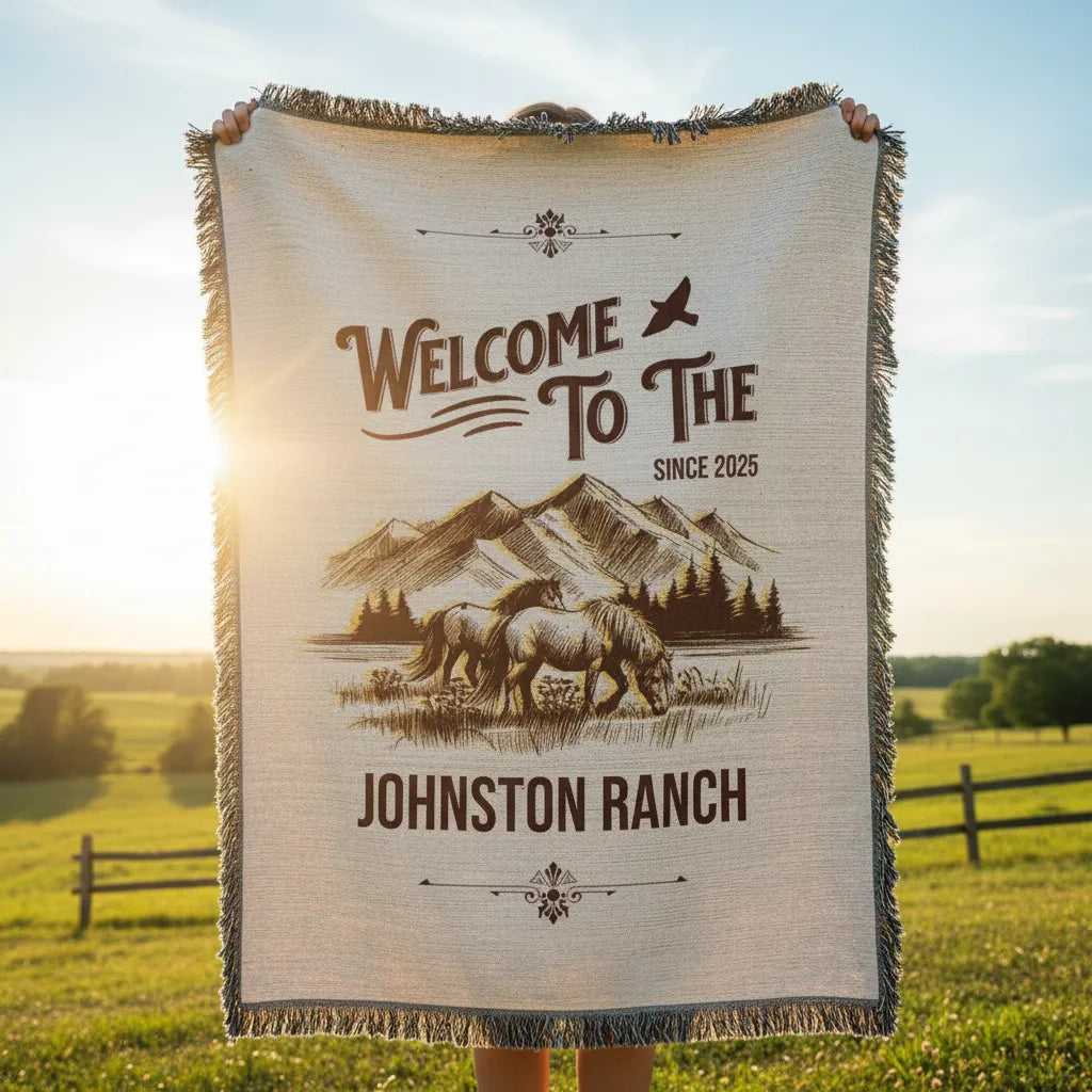 Welcome to the Ranch Personalized Woven Blanket