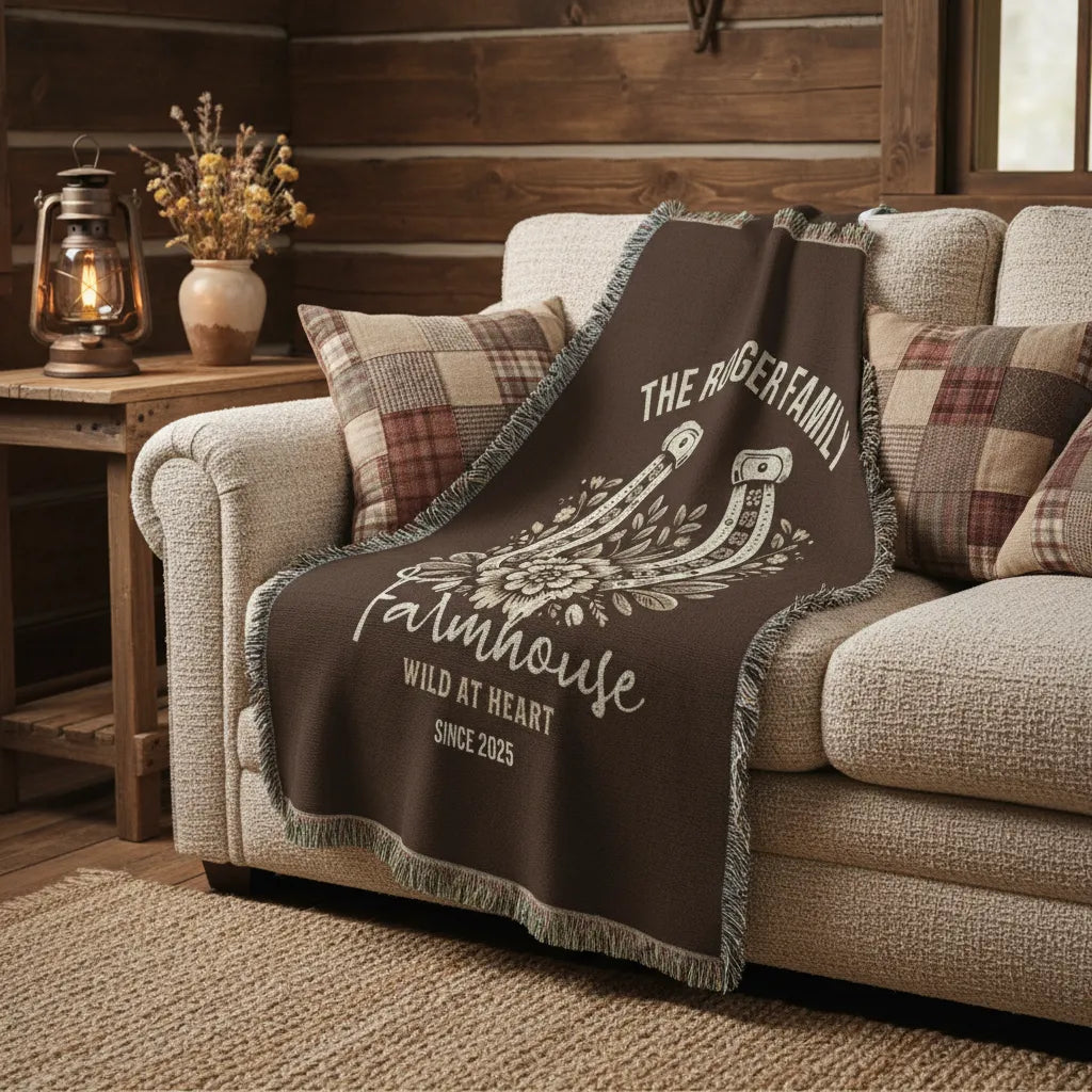 Wild At Heart Farmhouse Personalized Woven Blanket